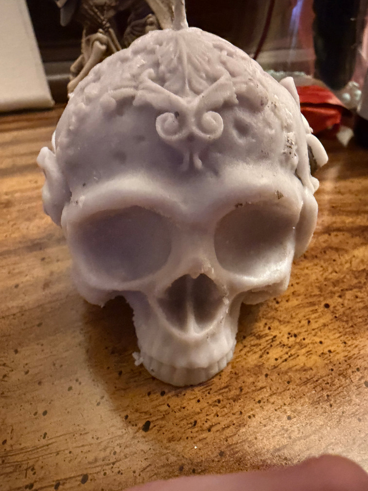 Seasonal Skull & Roses Candle