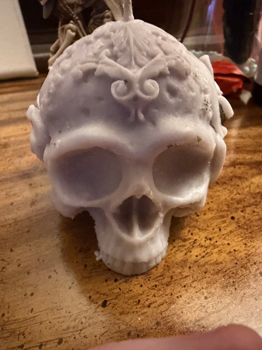 Seasonal Skull & Roses Candle